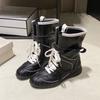 Vintage Maillard Martin boots women's British style 2025 summer new with skirt flat bottom inner height-increasing lace-up short boots