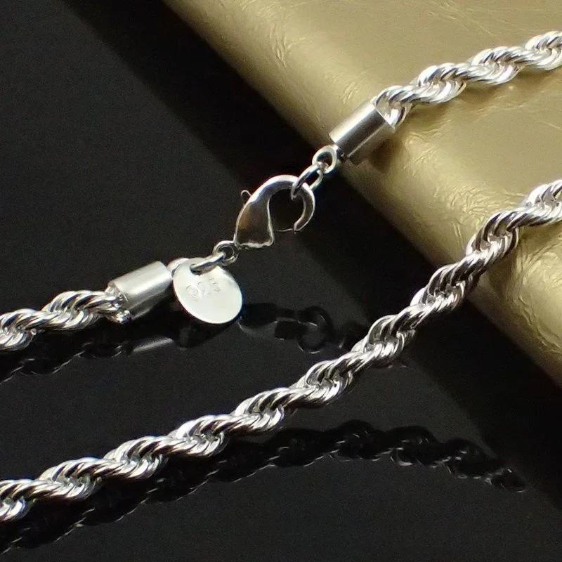 Fashion Unisex Silver Plated Twisted Rope Chain Necklace Delicate Trendy Temperament Classic Jewelry Gift for Women And Girls