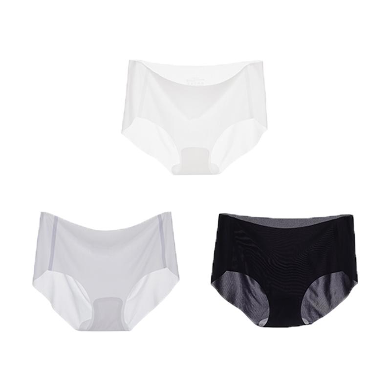 3Pcs Ultra-thin Seamless Thong Panties Women Low-rise No Show Quick Dry Ice Silk Underwear Size M-XL for Summer M&3pcs
