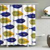 Vibrant Fish Print Shower Curtain Blue Green Yellow Design for Bathroom Decorations Size Customizable