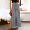 Women Spring Summer New High Waist Elastic Waistband Wide Leg Palazzo Pants Skirt Pants