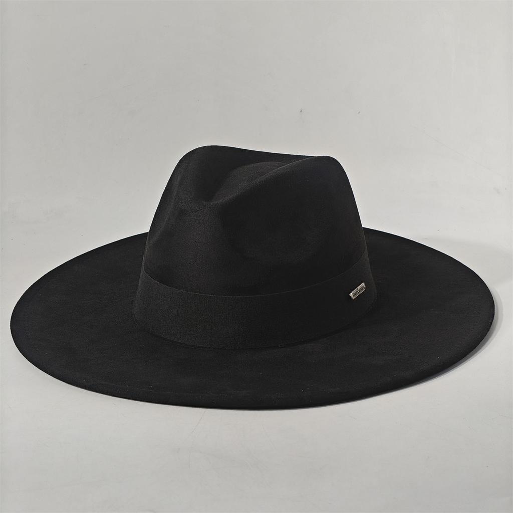 New Big Wide Brim Fedora Hats For Women Men Western Suede Hat Large Felt Panama Hat Rancher Hat Chapeau Femme Luxe