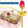 Romantic Gift Eternal Crystal Glass Rose for Girlfriend Wife Valentine Day Wedding Artificial Flower Home Decoration Present