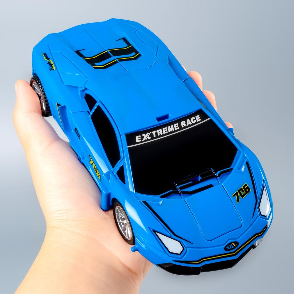 Transforming Car Robot Model Inertia Powered Friction Racing Car Toy for Boys Gift, Deformable Sports Car Action Figure