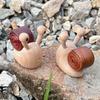 Wooden Snail Figurine, Hand-Carved Desktop Ornament, Natural Solid Wood Cute Snail Sculpture, Stress Relief Micro Landscape Decoration Gift for Home