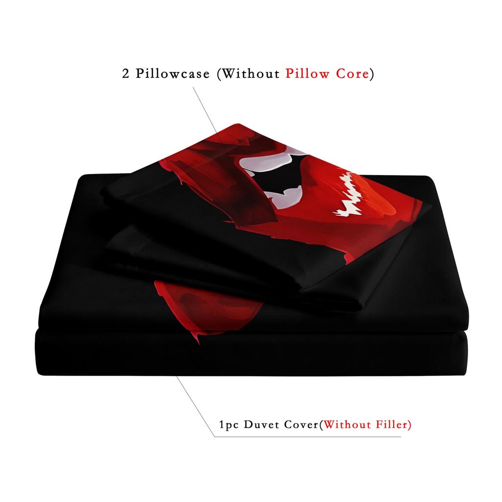 3pcs Crimson Kiss Sketch Romantic Love Couple Printed Bedding Duvet Cover For Bedroom (1* Duvet Cover+2* Pillowcase No Core)