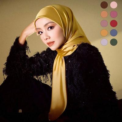 115*115cm Premium Satin Square Scarf Good Quality Silk Muslim Women Hijab Good Stitching Scarves Turkey Turban Ramadan Hijabs
