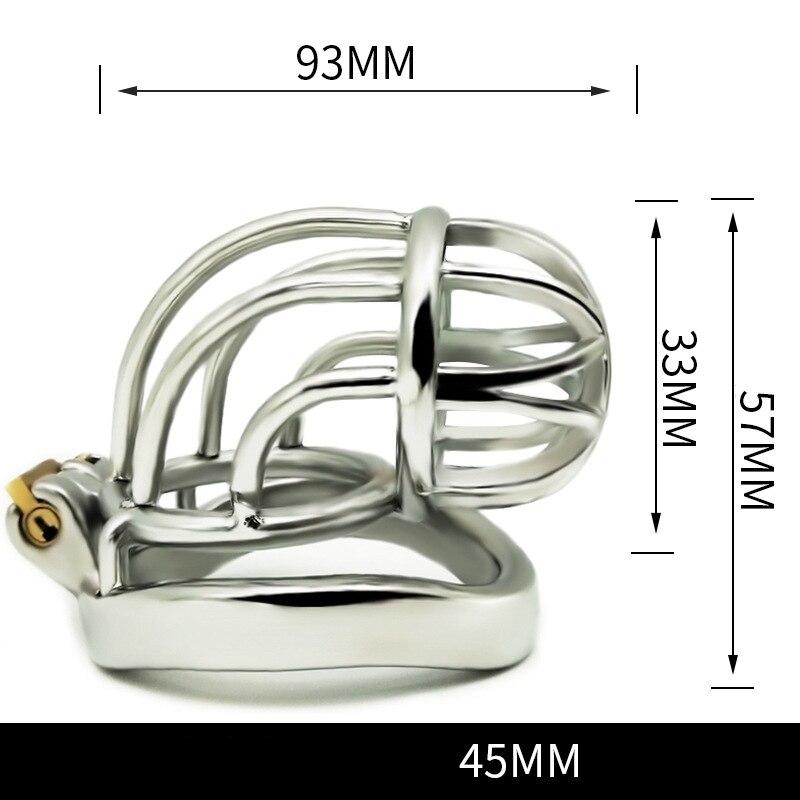 BDSM Slave Stainless Steel Bend Mens Penis Cage Cock Ring Sexual Toy Adult Cuckold Urethral Chastity Torture Scrotum