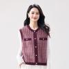Women's Plaid Wool Blend Sleeveless Cardigan Vest