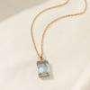 Hollow Square Zirconia Pendant Necklace, Golden Tone Elegant Jewelry for Women
