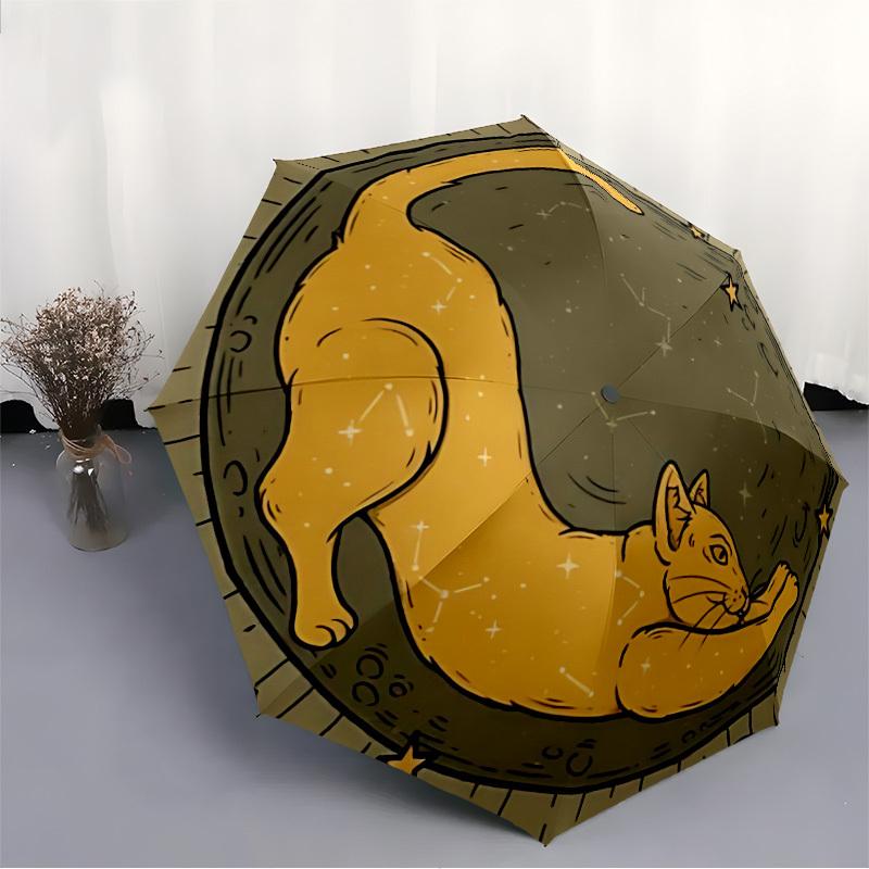 1pc Moon Cat Automatic Open/close, All-Season Portable Folding Umbrella, Travel, Everyday, Formal Events130