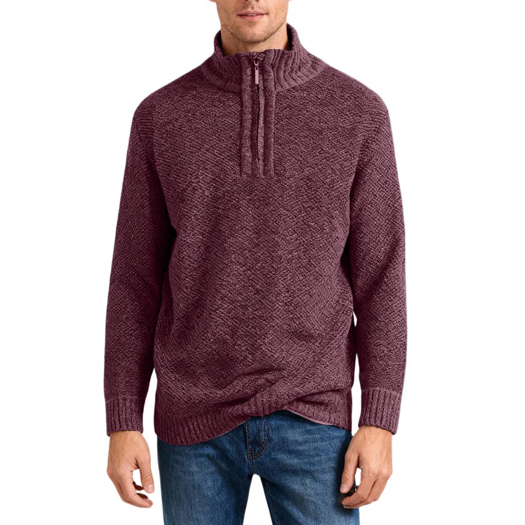 Men's Fashion Knitting Pullover Long Sleeves Loose Flip Collar Sweater