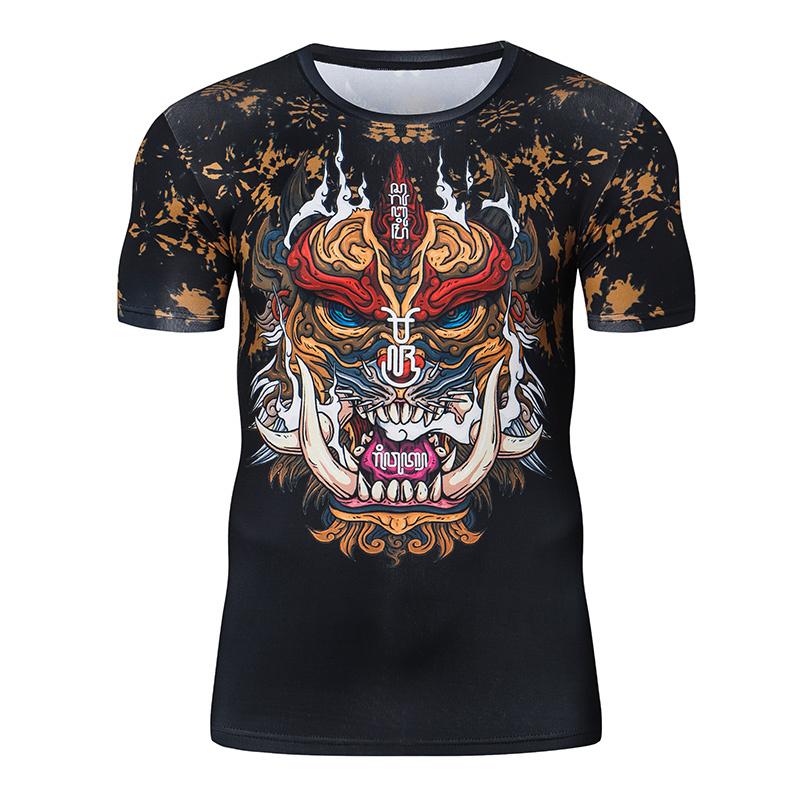 Retro 3D Printed Dragon Tiger T-shirt for Men Summer Fitness O Neck T Shirts Quick Dry Loose Tees Harajuku Tee Gym Male Tshirt