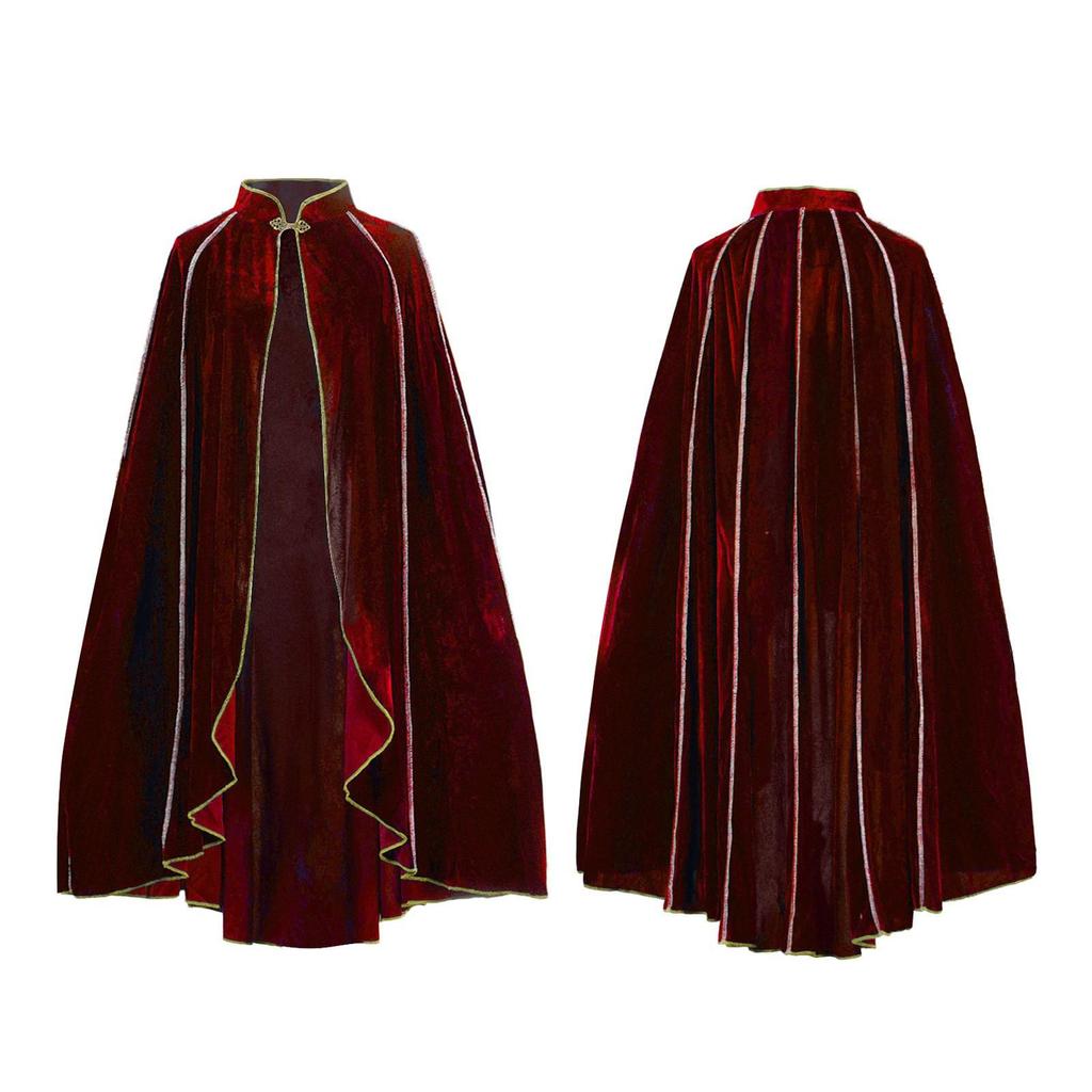Mantello Medievale da Mago con Cappuccio: Robe Cosplay a Maniche Lunghe 5 Colori