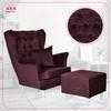 Gaja Wing Chair with Footrest Scandinavian Family Meble Burgundy Velvet