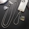 1pc Korea Silver Bone Love Heart Mirror Pendant Diagonal Lanyard Clip Style Pendant Mobile Phone Long Neck Strap Anti Loss Sling