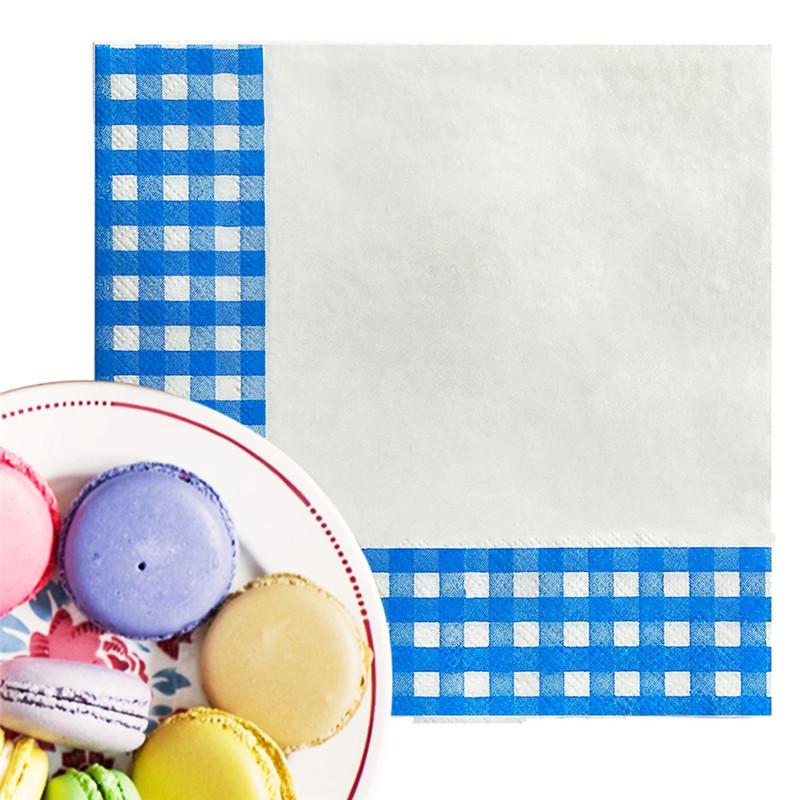 20Pcs Classic Vintage Plaid Checkered Printed Disposable Dinner Napkin Paper Birthday Wedding Party Decoration