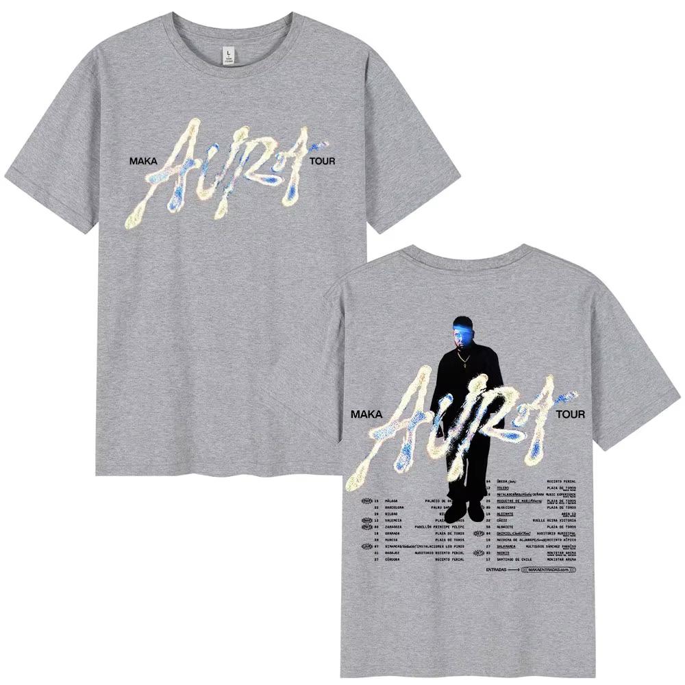 Rapper Maka 2025 Aura Tour Merch T-shirts Men Women Fashion Vintage T-shirt Summer Casual Cotton Short Sleeve T Shirt Streetwear