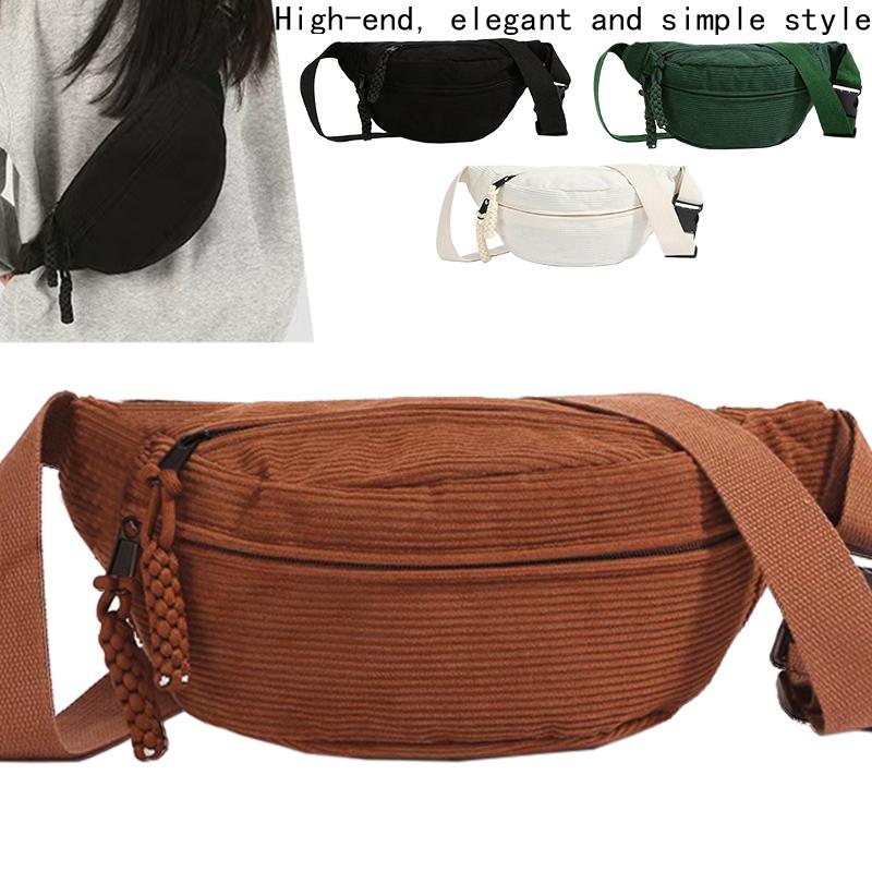 Adjustable Wide Strap Canvas Fanny Pack Multi Zipper Pockets, Large Crossbody Waist Bag for Women Travel Daily Outdoor Walks
