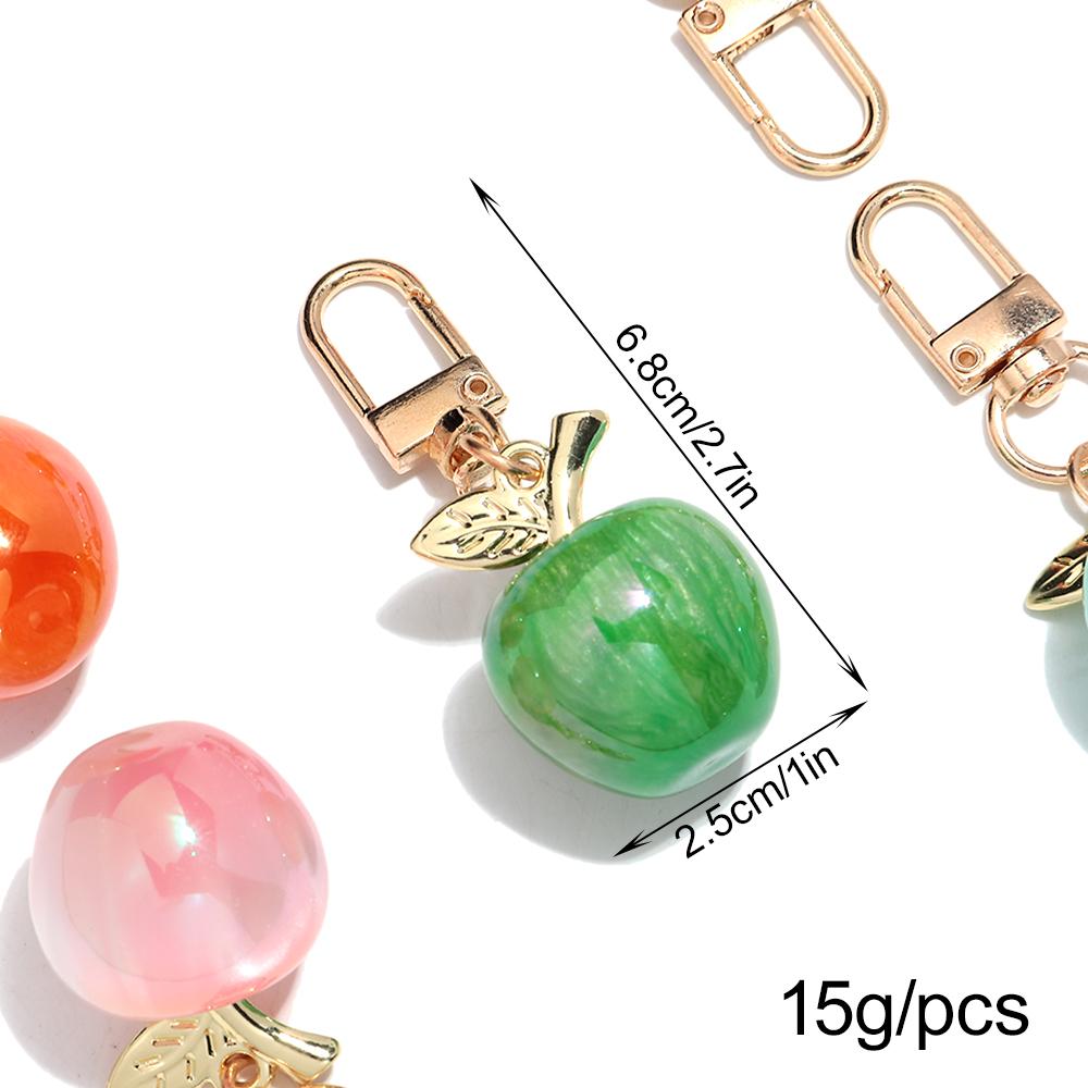 Trendy Christmas Apple Resin Pendant Keychain Bag Charms for Women Cute Decoration Iridescent Jewelry Accessories Keyring Gift