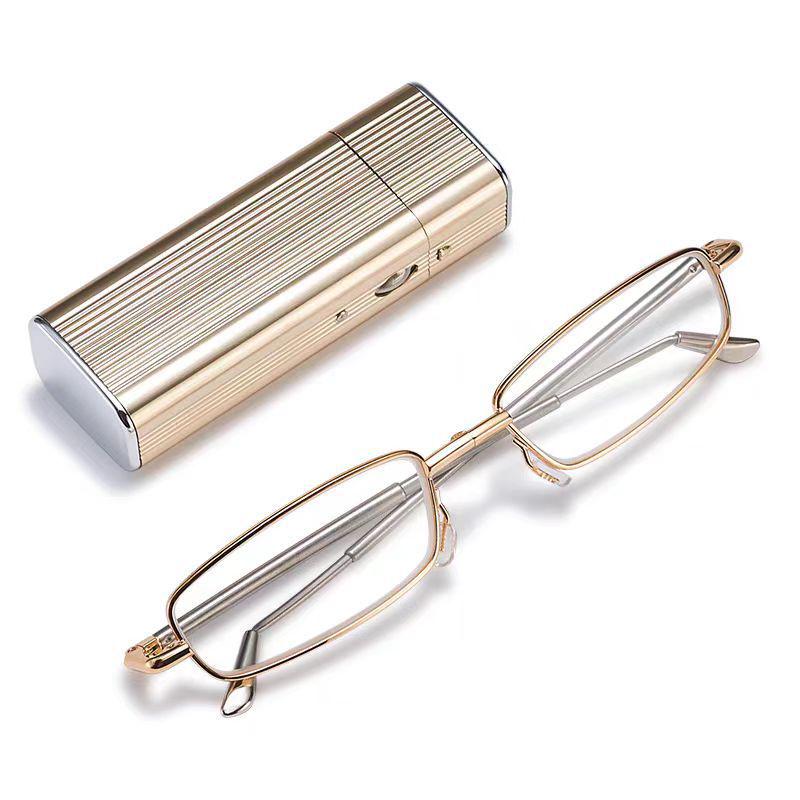 Hot-Selling Ultra-Light Foldable HD Retro Reading Glasses for Men & Women +350 золотой