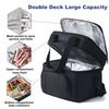 Double-Layer Insulated Lunch Bag, Portable Insulated Lunch Box, Waterproof Picnic Insulated Bag with Adjustable Shoulder Strap