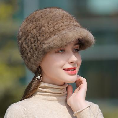 Nerzhaar Entenzunge Hut Koreanische Ausgabe Mode Herbst Winter Pelzmütze Neue Damen Winter Gewebte Warme Rittermütze