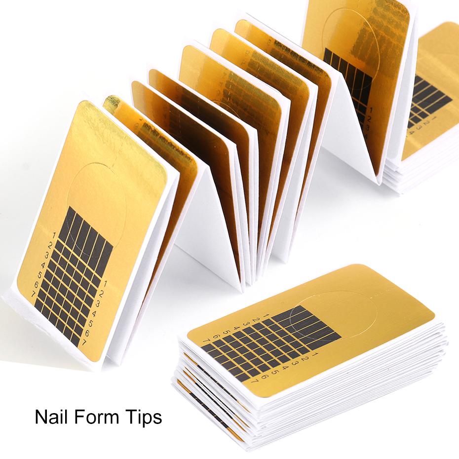 50-100pcs Nail Forms For Extension Gel French Nail Art Prolong Sticker Mold Stencil Tips Manicure Accessories Tools JINJ071-1