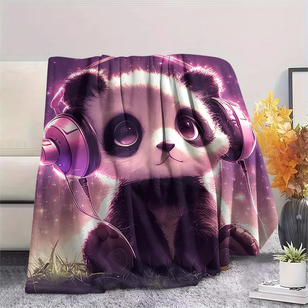 Panda Print Flannel Blanket, High quality Comfortable for All Seasons, Home Decor, Warmth and Comfort, Perfect for Christmas Gifts
