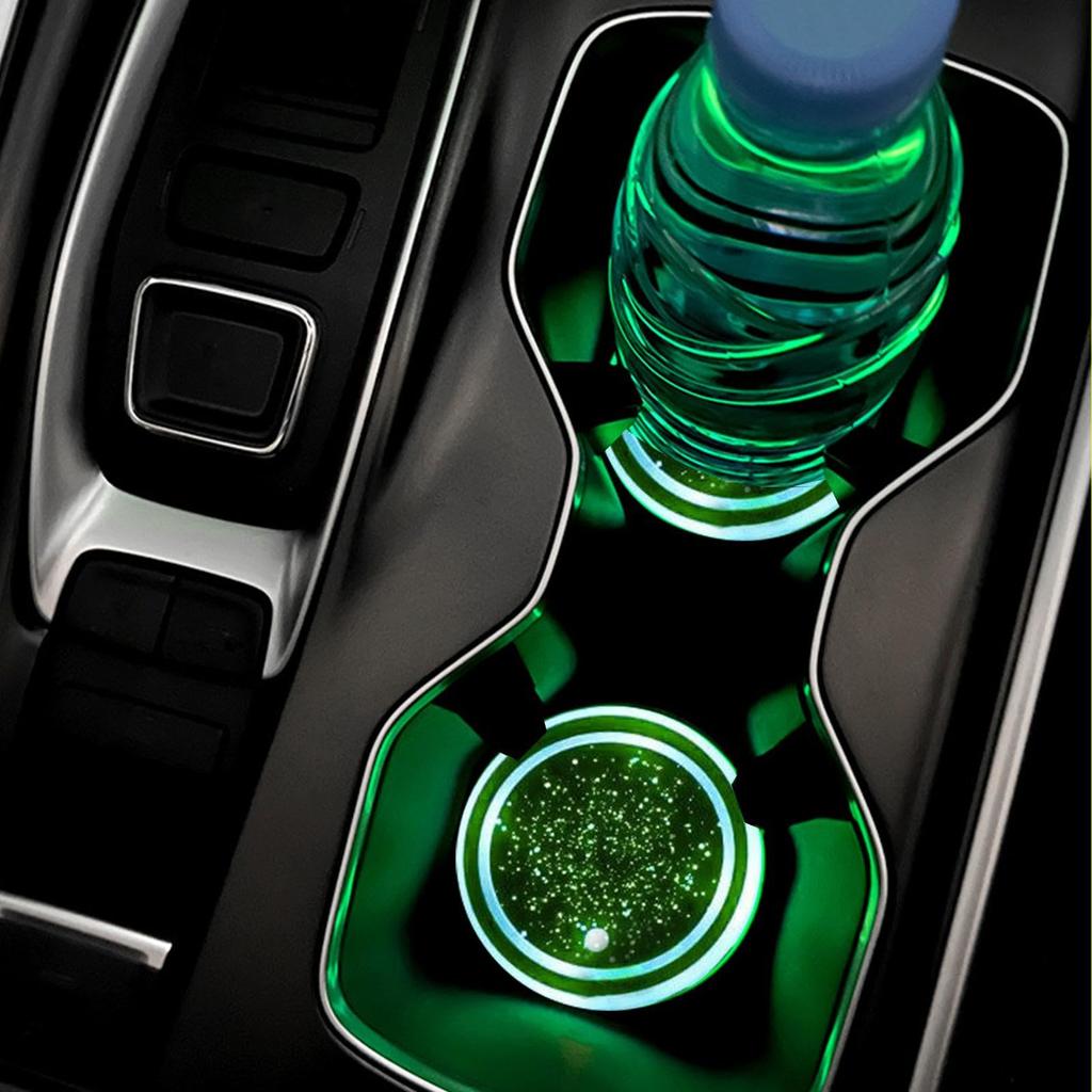 LED Cup Holder,Light Up Car Coaster, 7 Color Changing Luminous Coaster Car Luminous
