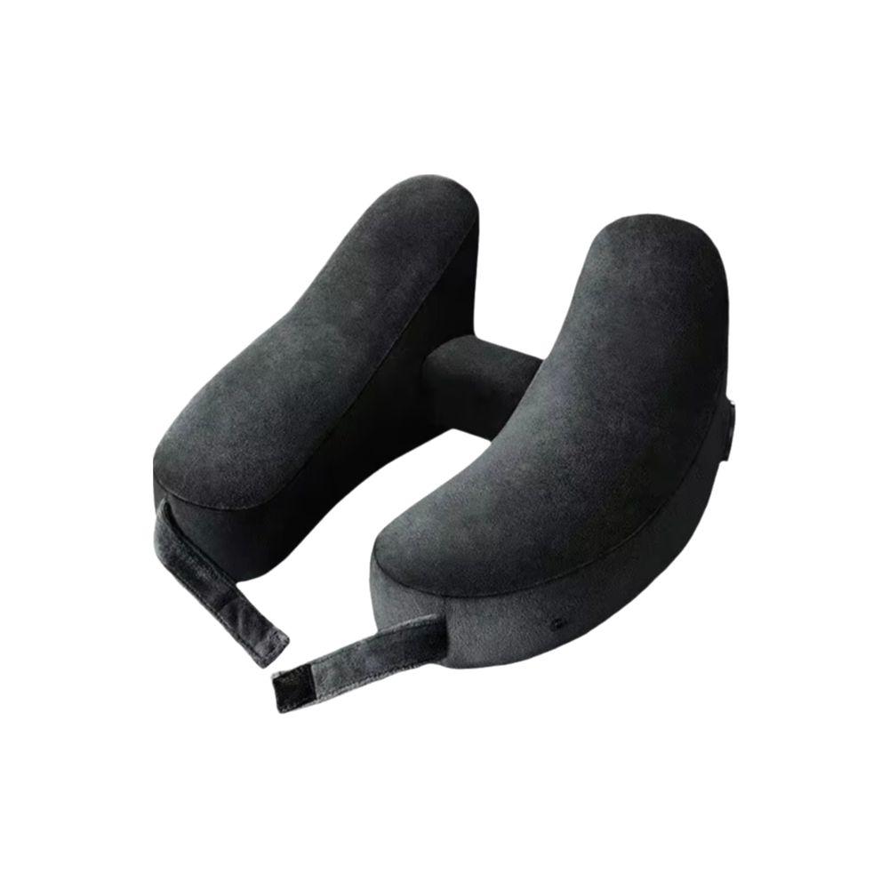 Massage Feature Inflatable Neck Pillow Soft Velour Cover Neck Support Pillow  Outdoor Travel