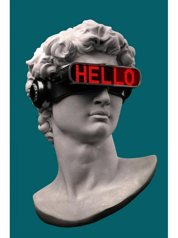 

David with VR Glasses Canvas Art: Modern Wall Decor for Bedroom & Living Room. 20x30 Frameless