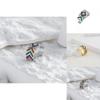 Chic Geometric Alloy Ear Cuffs With Colorful Embedded Stones For Gifts