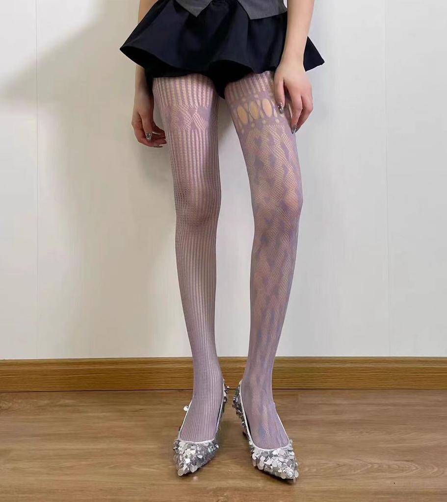 Schwarze Sexy Mädchen Fischgrätstrümpfe Spitze Strümpfe Jacquard Spitze Durchbrochen Gothic Punk Lolita Strumpfhosen Elastizität Strümpfe