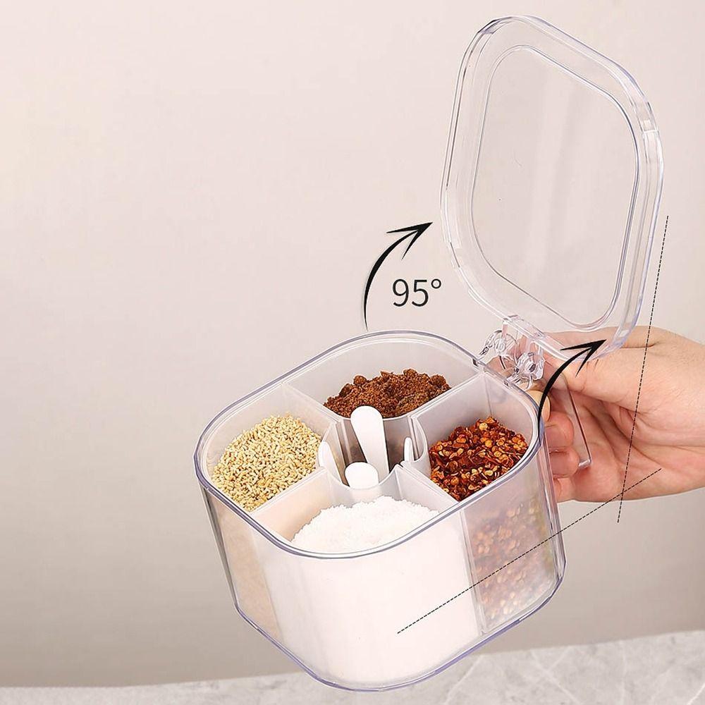 Food Grade Seasoning Storage Box Clear Condiment Container Multi Grid Seasoning Box  Kitchen