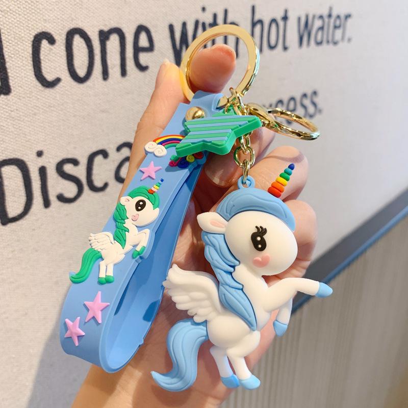 

Cartoon Rainbow Horse Key Ring Cute Unicorn Car Keychain Pendant Fashion Creative Trend Bag Pendant Gift Key RingGiftAccessories