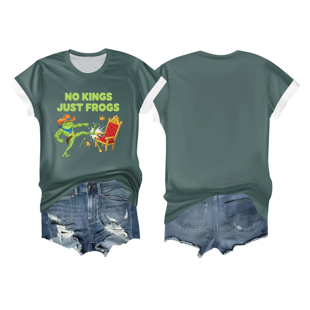 Women's Casual Printed T-shirt Round Neck Pullover Short-sleeved Top