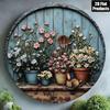 Vintage Aluminum Floral Wall Art Metal Sculpture Rustic Garden Decor Metal Sign 8x8 Inch Farmhouse Plaque for Home