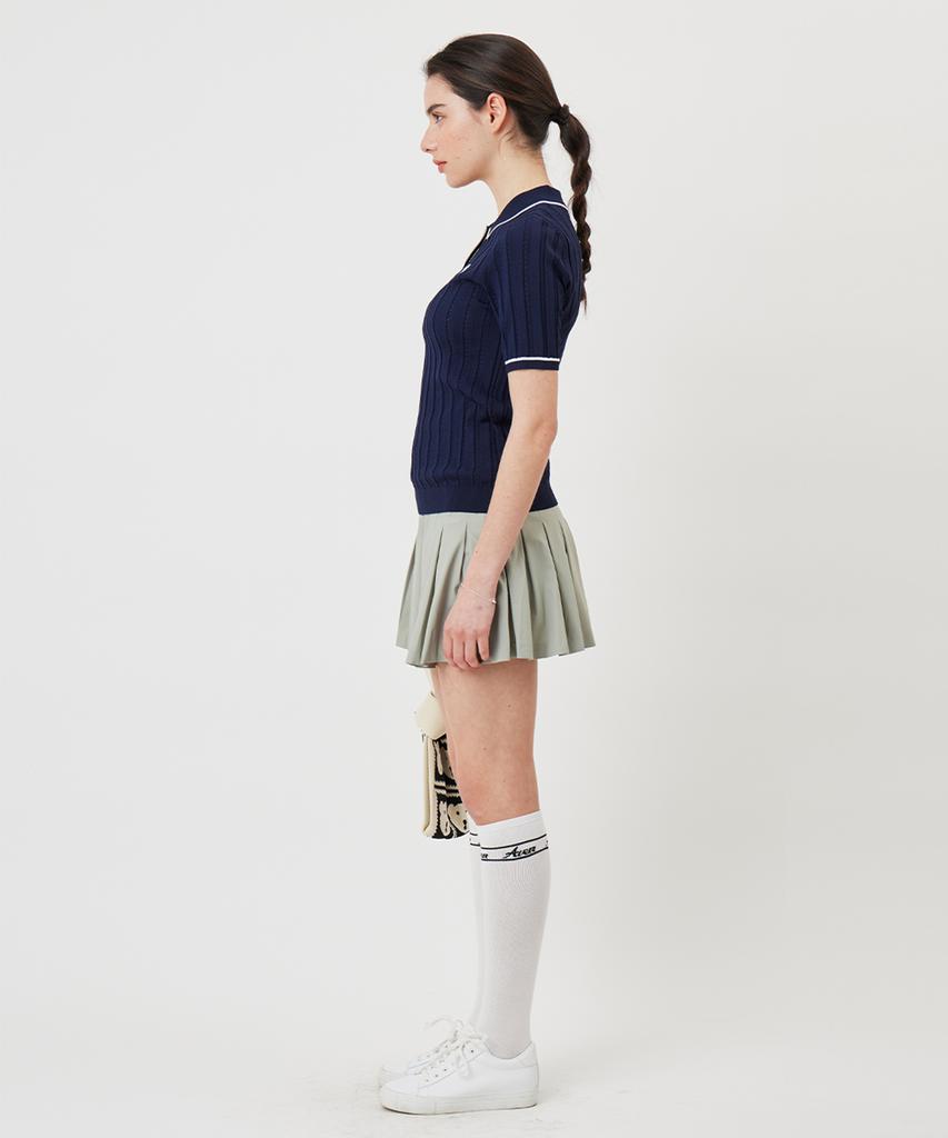 AVEN Evenbear Half Knit Polo Shirt Navy