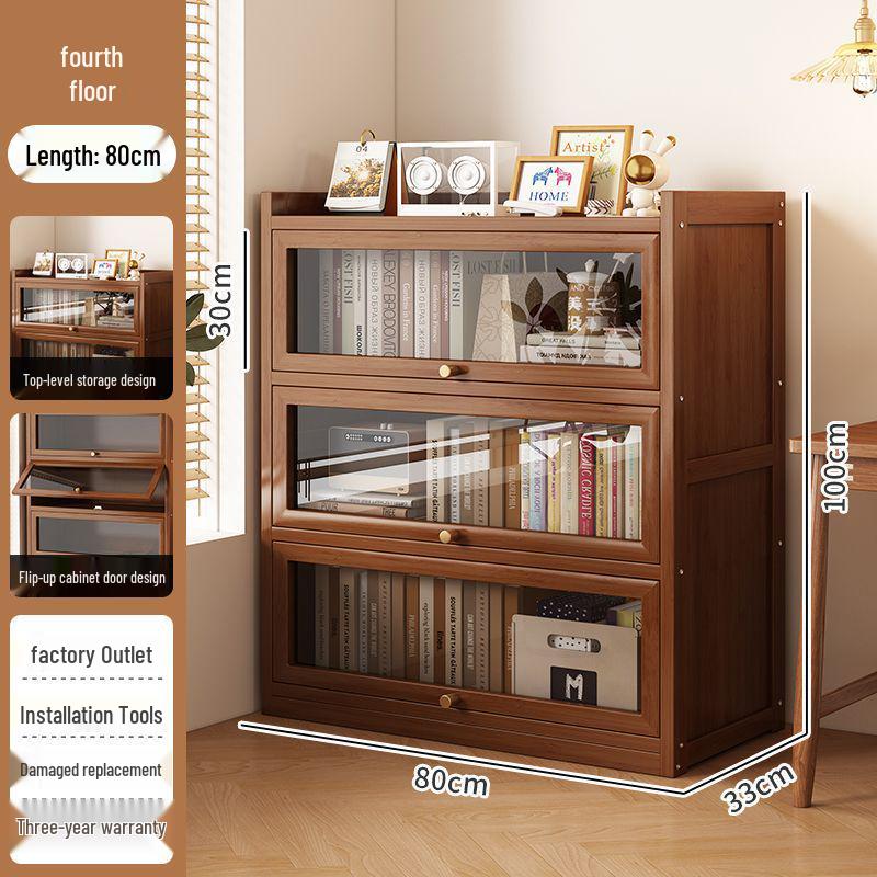 Floor-Standing Bookshelf for Students and Children - Compact Storage Cabinet for Small Apartment Living Rooms