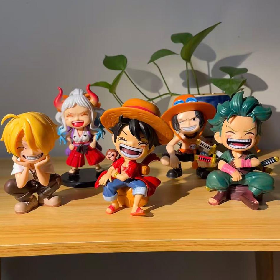 Anime One Piece Mini Figure 5Pcs Luffy Ace Zoro Sanji Yamato Figurine Cake Topper Decoration Birthday Party Supplies