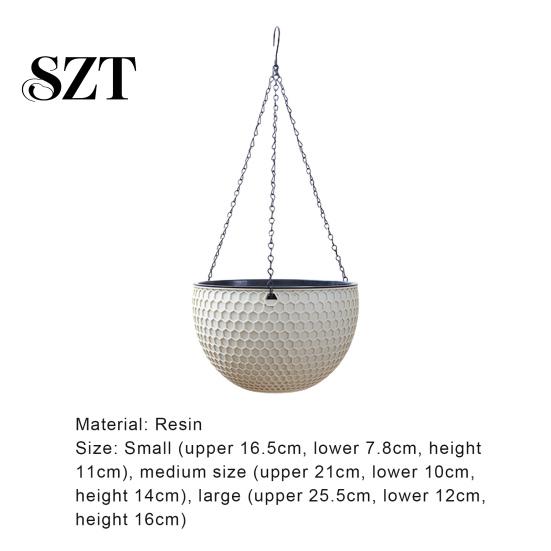 Flower Hanger Hanging Basket Imitation Honeycomb Self Water Absorption Plant Pot Waterproof Outdoor Resin for Garden