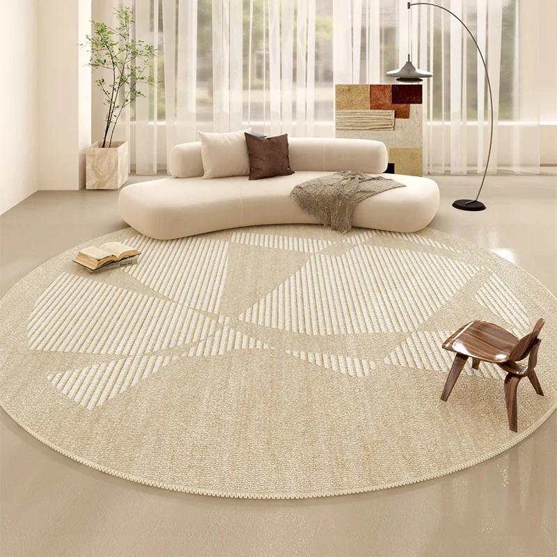 

Minimalist Line Living Room Decoration Carpet Japanese-style Round Rugs for Bedroom Fluffy Soft Thicken Rug Home Study Plush Mat 80x80CM