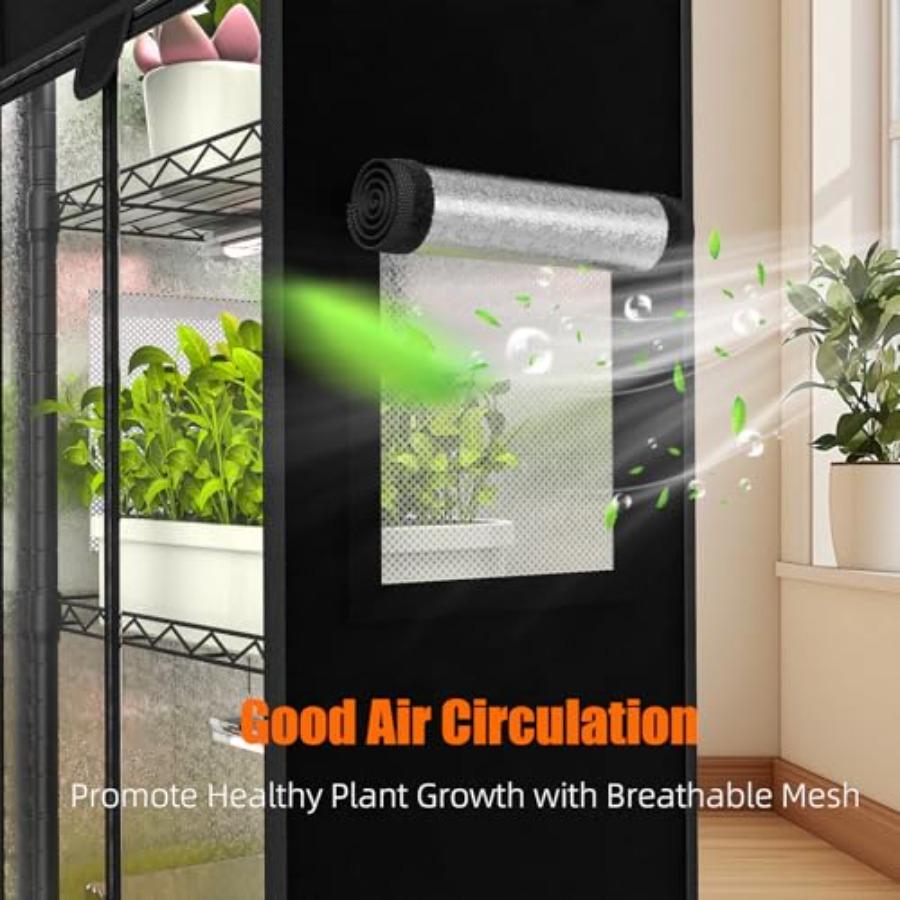 Indoor Greenhouse with Grow Light 5 Tier 15.7 L×11.8 W×62.3 H Metal Indoor Plant Enclosure for Seed Starting with 48W Full Spec