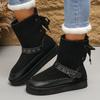 Women Boots 2024 Winter New Flat Mid Top Ankle Boots Women Slip on Vintage Western Cowboy Fashion Cowgirl Shoes Botas De Mujer
