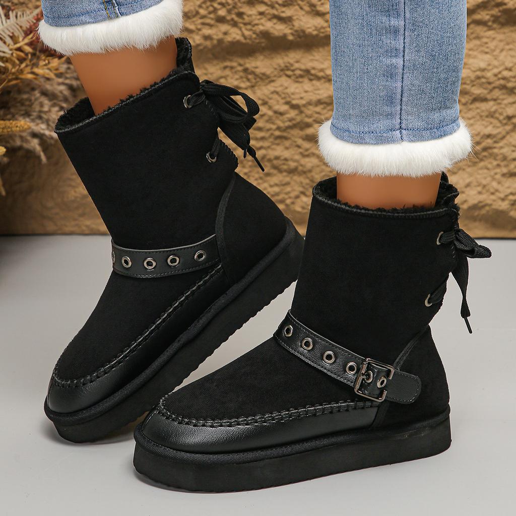 Women Boots 2024 Winter New Flat Mid Top Ankle Boots Women Slip on Vintage Western Cowboy Fashion Cowgirl Shoes Botas De Mujer