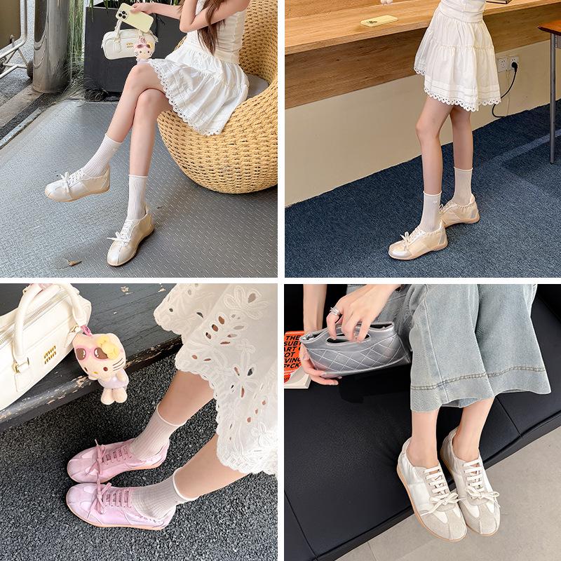Women's Versatile Ballet-Style Summer Shoes with Lace-up, Inner Height Increase, and Soft Breathable Sole