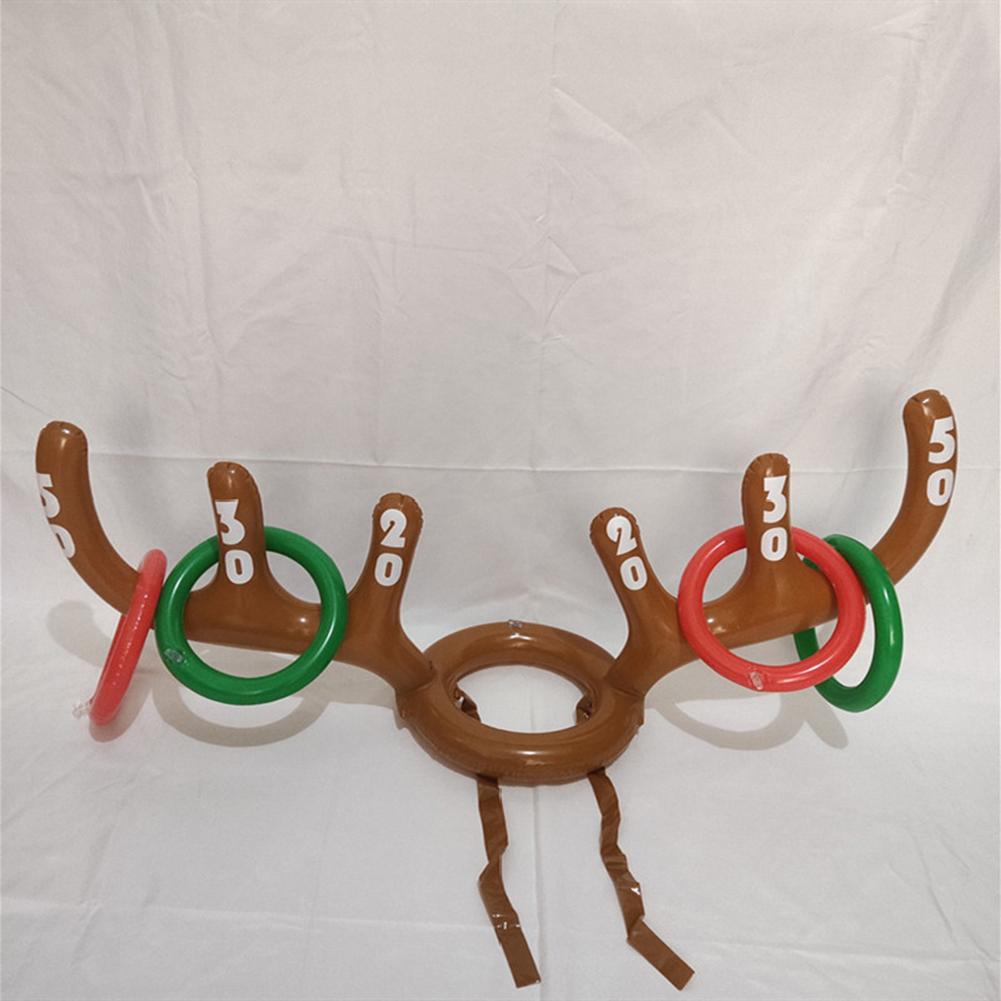 1set Christmas Game Inflatable Funny Reindeer Antler Hat Ring Xmas Kids Gift New Year Christmas Outdoor Inflated Toys