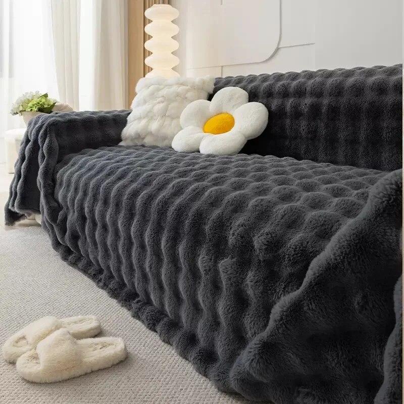Bubble Plush Sofa Cover Pet Dog Kids Mat Non-slip Couch Slipcover Protector Cover Universal Sofa Towel for Living Room Decor