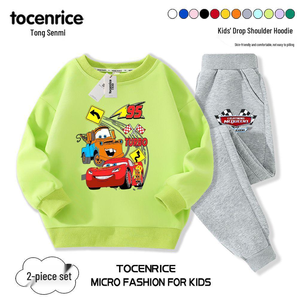 2024 Lightning McQueen Boys' Fall Hoodie Set – Cool & Stylish Children's Clothing for Spring & Autumn
